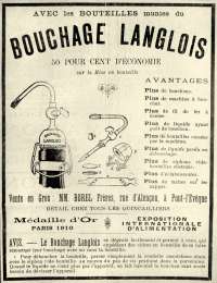 Publicité pour le bouchage Langlois